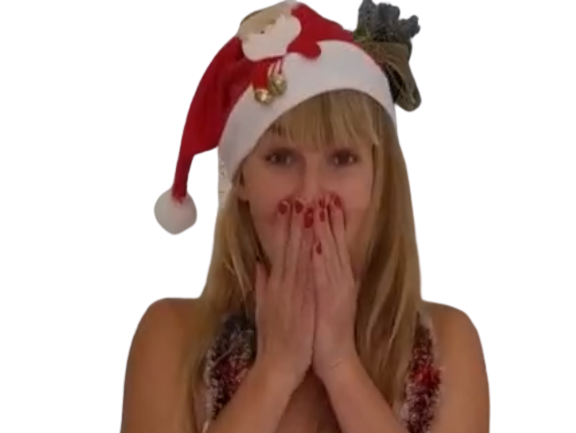 bonnet noel fille surprise main