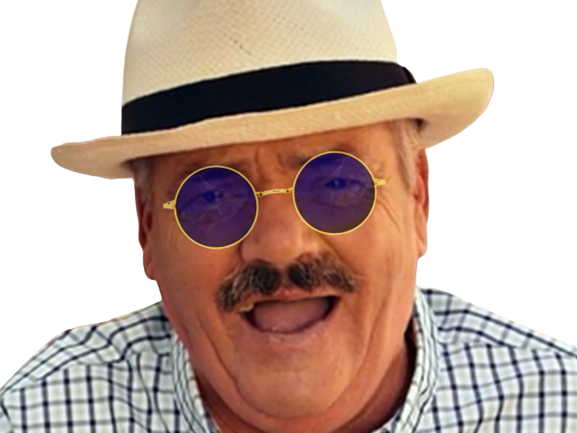 risitas chapeau content lunette bleu