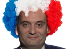 florian-philippot-france-football-politique-moqueur-sourire-moque-regard-face-perruque-bleu-blanc-rouge