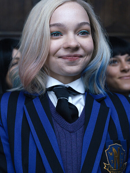 enid blond girl happy wednesday addams