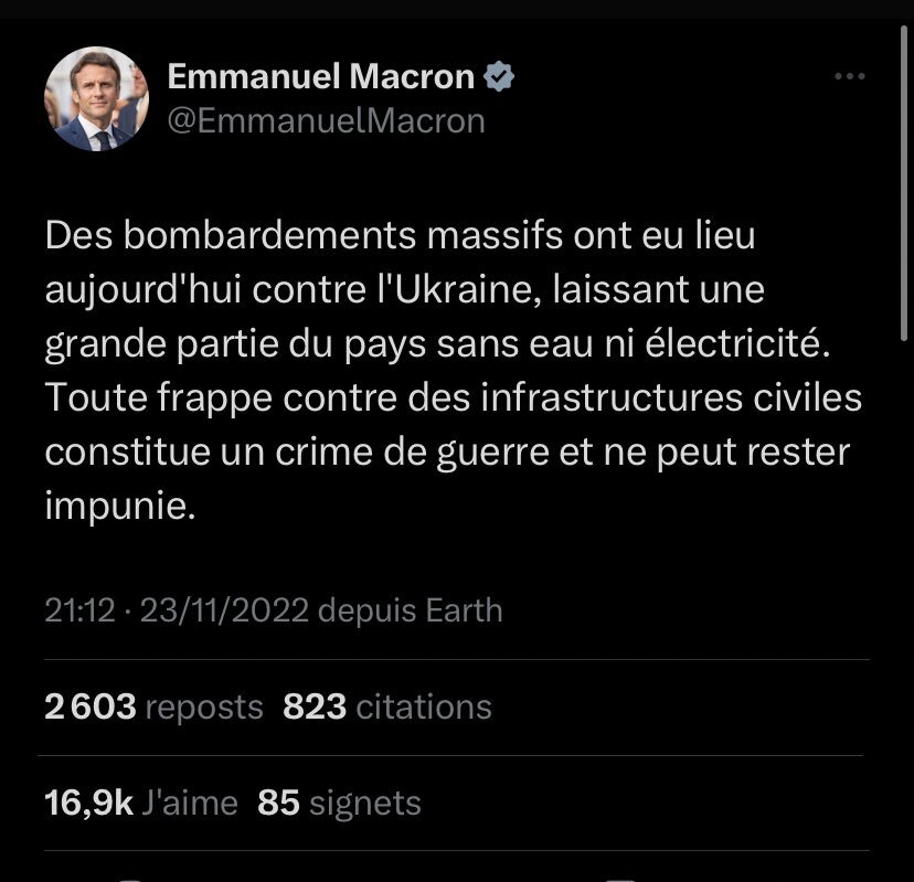 macron bombardements massifs ukraine israel gaza crime guerre terrorisme hamas