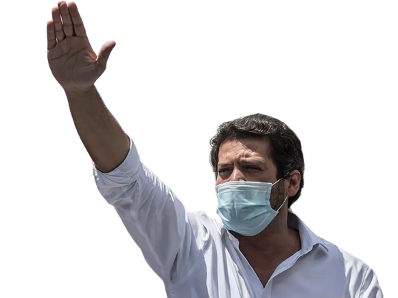 andre ventura chega masque salut romain fasciste fachiste facho extremiste portugal portugais golem covid nazi