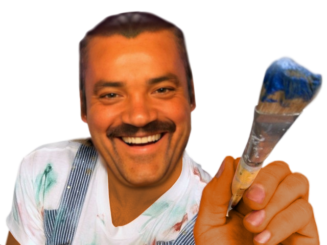 risitas peintre artiste pinceau retouche montage maquillage maquilleur sourire content baseparteok2etparflorian tinnova