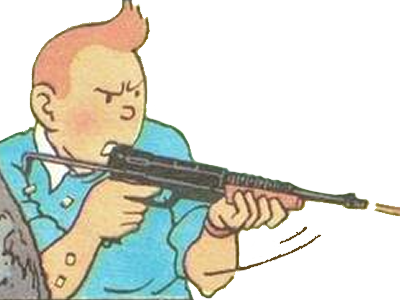 tintin bd fusil arme tirer balles