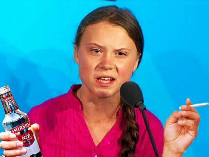 greta thunberg ecologie rechauffement climat tox alcool clope cigarette vodka