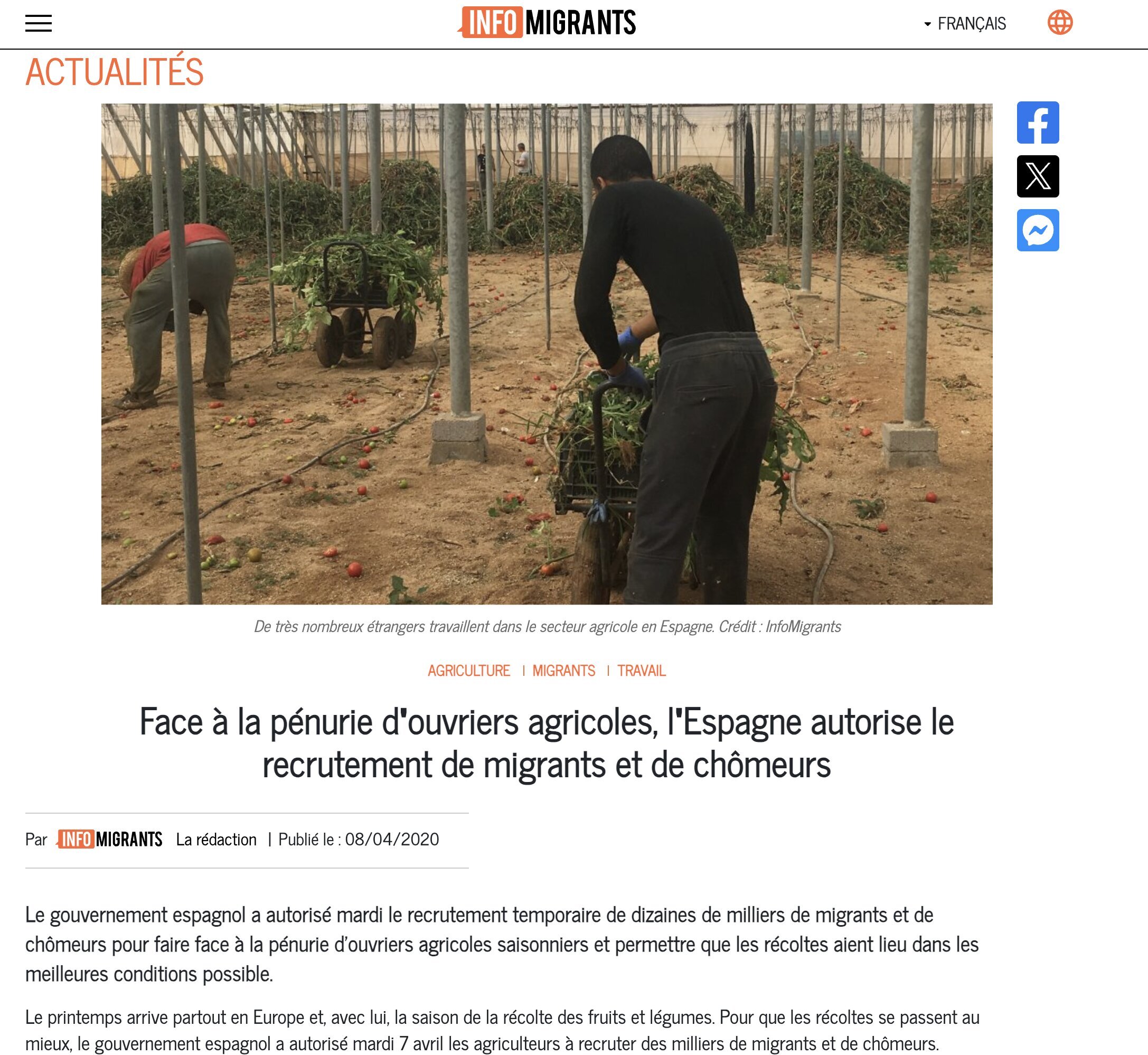 immigration espagne agriculteurs paysans gr rempalcement meloni rn lepen migrants chomeurs