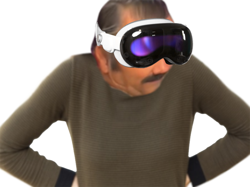 supris main hanche abasourdi golem idiot brise risitas apple vision pro casque vr masque