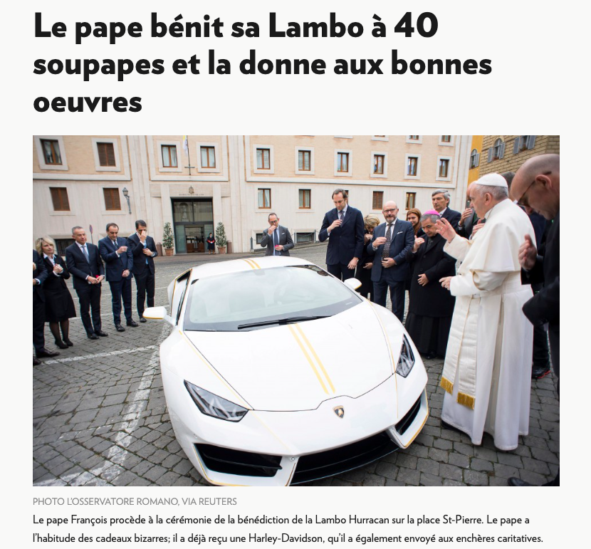 pape communiste communisme chretien christianisme catholique catholicisme propriete apotre lamborghini