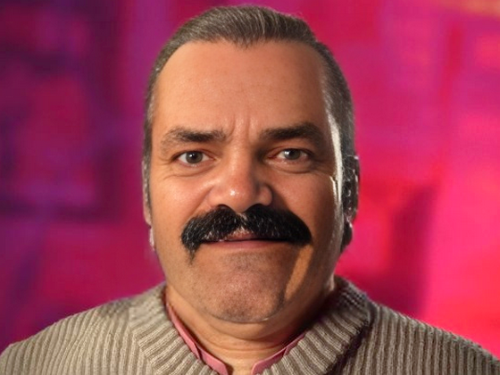 risitas 3d face fond rose violet