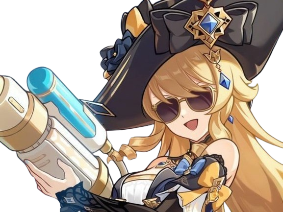 navia genshin impact lunettes de soleil menace trey avec le sourire