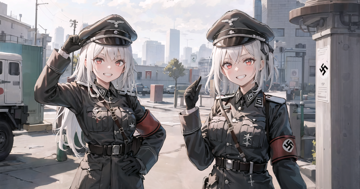 waifu nazie reich cheveux blanc blancs ss ville ww2 utopie