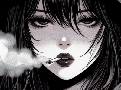 Sticker femme manga cigarette par LadyCig