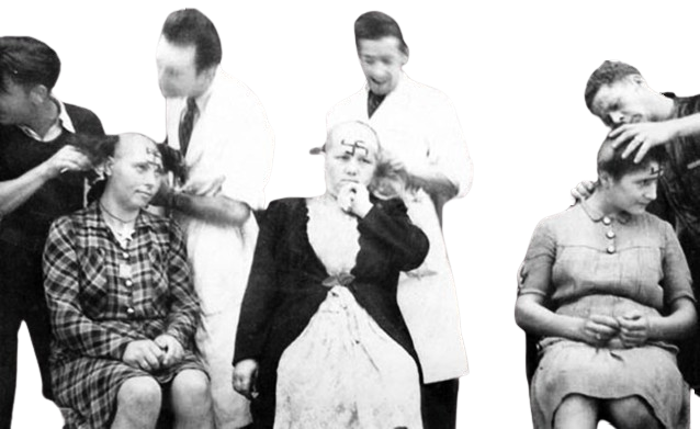 femme tondu tondue femmes libertaion epuration ww2 tondeuse colabo colaboration nazi pute salope chauve femelle
