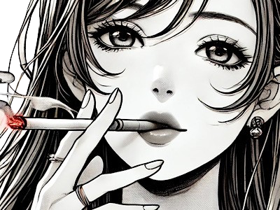 femme manga cigarette