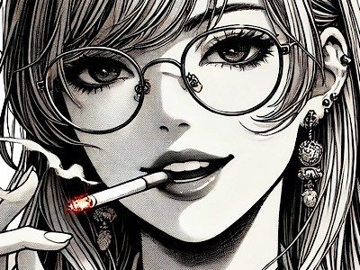 femme manga cigarette