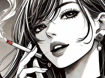 femme manga cigarette