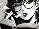 femme-manga-cigarette-lecture