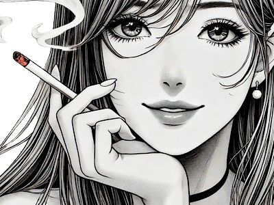 femme manga cigarette