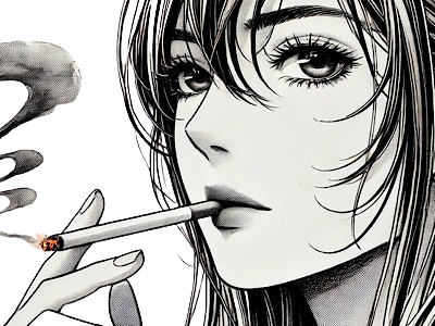 femme manga cigarette