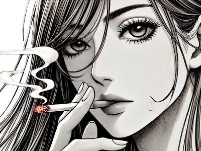 femme manga cigarette