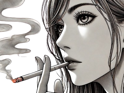 femme manga cigarette