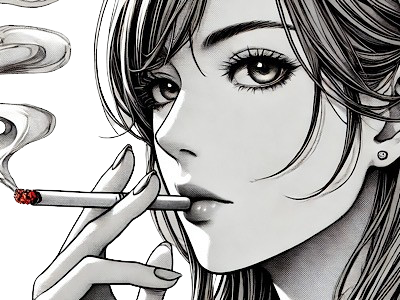 femme manga cigarette