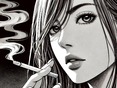 femme manga cigarette
