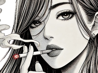femme manga cigarette