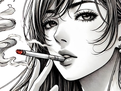 femme manga cigarette