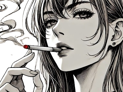 femme manga cigarette