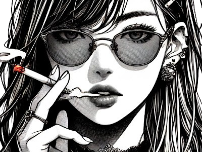 femme manga cigarette