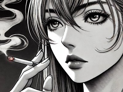 femme manga cigarette