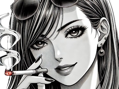 femme manga cigarette