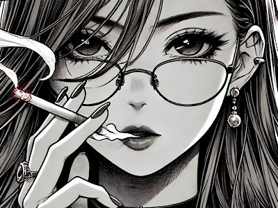 femme manga cigarette