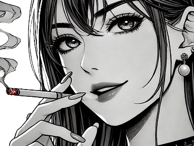 femme manga cigarette