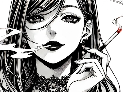 femme manga cigarette