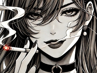 femme manga cigarette