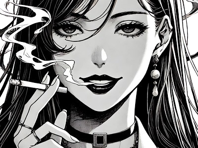 femme manga cigarette