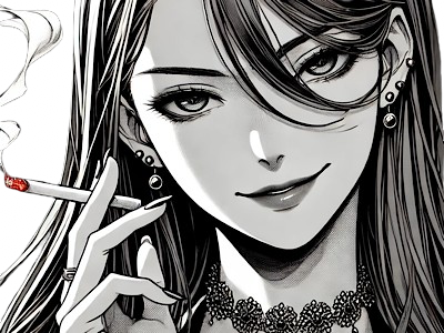 femme manga cigarette