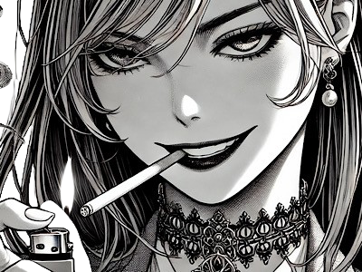 femme manga cigarette