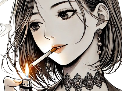 femme manga cigarette