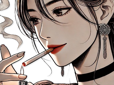 femme manga cigarette