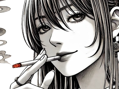 femme manga cigarette