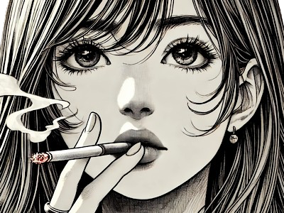 femme manga cigarette
