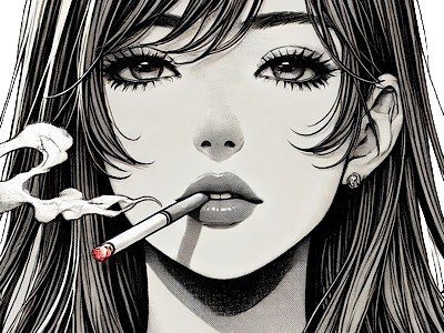 femme manga cigarette