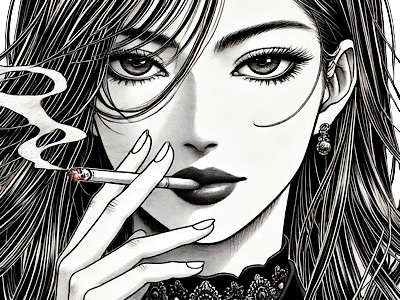 femme manga cigarette