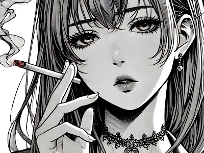 femme manga cigarette