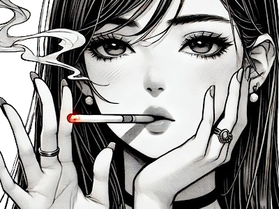 femme manga cigarette