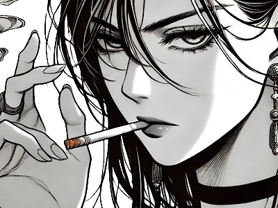 femme manga cigarette