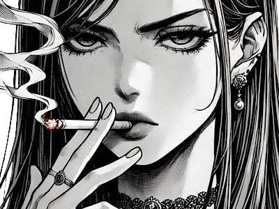 femme manga cigarette